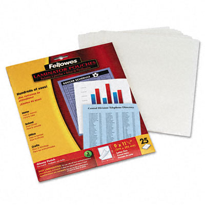 Fellowes 5200501 Laminating Pouches 3mil 11-1/2 X 9 25 Pack