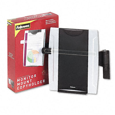 Fellowes 8033301 Office Suites Monitor Mount Copyholder Plastic Holds 150-Sheets Black/Silver