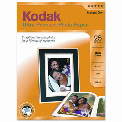 Kodak 8366353 High-Gloss Ultra-Premium Photo Paper 8-1/2 x 11 25 Sheets per Pack