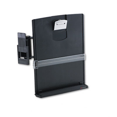3M DH440MB Adjustable Monitor Mount Clip Copyholder Plastic 150-Sheet Capacity Black