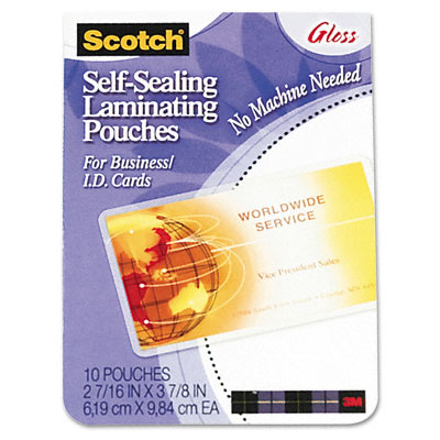 Ls851g Self-sealing Laminating Pouches 9.6 Mils 2-7/16 X 3-7/8 25/pk