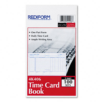 4k406 Employee Time Card Daily Two-sided 4-1/4 X 7 100 Per Pad