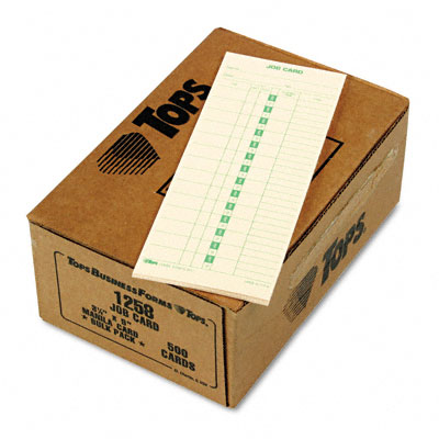 1258 Time Card For Cincinnati Lathem Simplex Job Card 1-sided 3-1/2 X 9 500/box