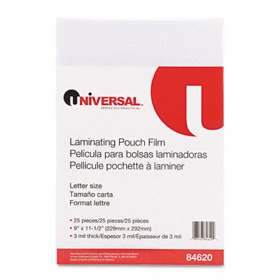 Universal 84620 Clear Laminating Pouches 3mm 9 X 11-1/2 25 Pack