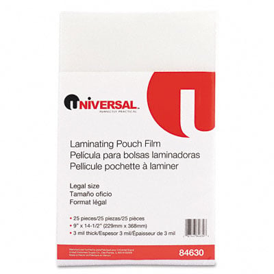 Universal 84630 Clear Laminating Pouches 3mm 9 X 14-1/2 25 Pack