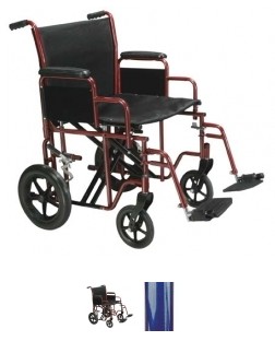 Drive Medical Btr22-b 22 Inch Bariatric Steel Transport Chair Blue 1 Per Case