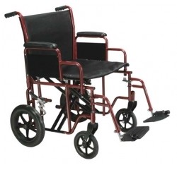 22 Inch Bariatric Steel Transport Chair Red 1 Per Case