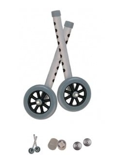 Drive Medical 10128 5 Inch Walker Wheels With Two Sets Of Rear Glides For Use With Universal Walker