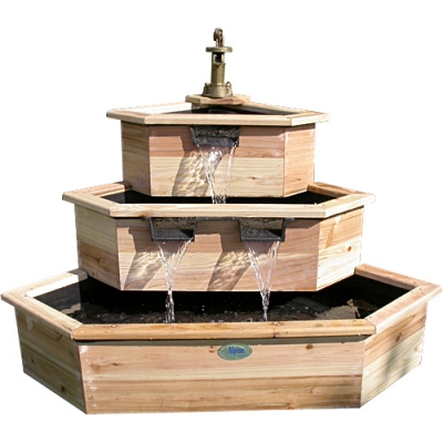 Alpine BAR112CN Three Tier Wooden Corner Fountain - Cedar Natural