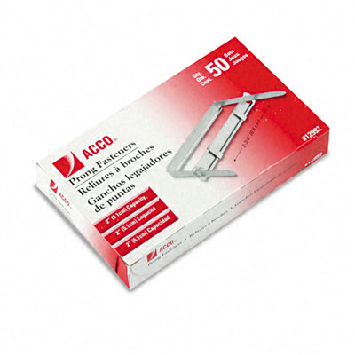 Acco 12992 Standard Two-Piece Paper File Fasteners 2 Capacity 50 per Box