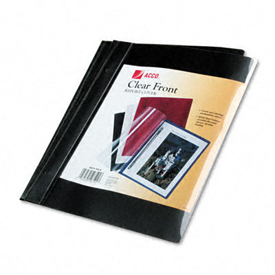 Acco 26101 Vinyl Report Cover Prong Clip Letter 1/2 Capacity Clear Cover/Black Back