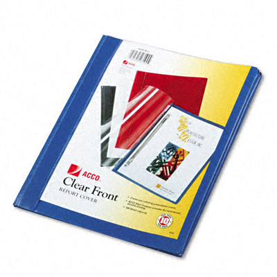Acco 26102 Vinyl Report Cover Prong Clip Letter 1/2 Capacity Clear Cover/Blue Back