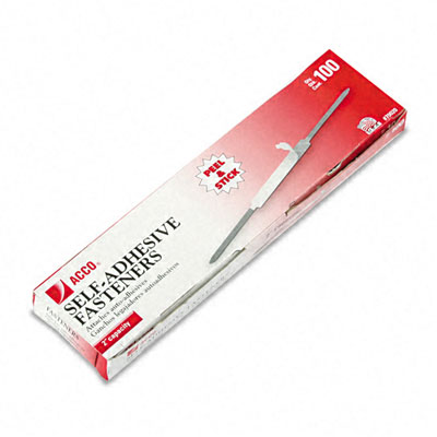 Acco 70020 Self-Adhesive Paper File Fasteners 2 Capacity 100 per Box