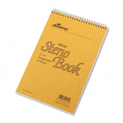 25472 Spiral Steno Book Gregg Rule 6 X 9 White 70 Sheets