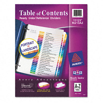 11125 Ready Index Contemporary Table Of Content Divider Title: A-z Multi Letter