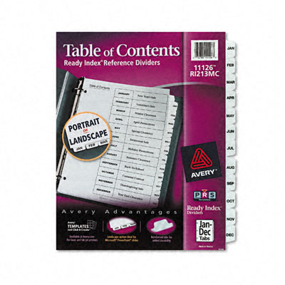 Avery 11126 Ready Index Classic Tab Titles  12-Tab  Jan-Dec