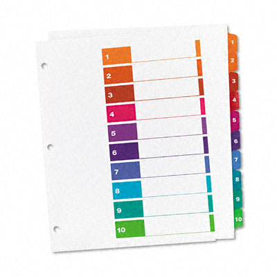 11165 Extrawide Ready Index Dividers 10-tab 9 1/2 X 11 Assorted 10 Per Set