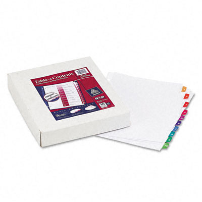 Avery 11169 Ready Index Table/Contents Dividers 10Tab 110 Letter Assorted 24 Set