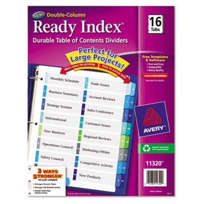 11320 Ready Index Two-column Table Of Contents Divider Title: 1-16 Multi Letter