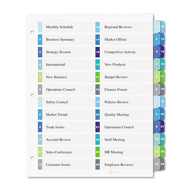 11321 Ready Index Two-column Table Of Contents Divider Title: 1-24 Multi Letter