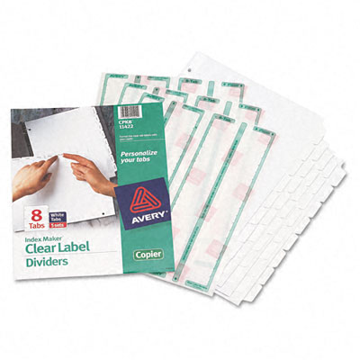 11422 Index Maker White Dividers For Copiers Eight-tab Letter Clear Five Sets Pack