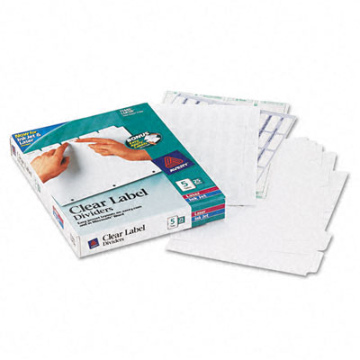 11446 Index Maker Clear Label Punched Dividers Five-tab Letter White 25 Sets