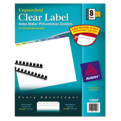 11999 Index Maker Clear Label Contemporary Color Dividers Eight-tab Five Sets Pack