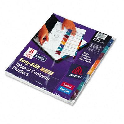 12172 Ready Index Easy Edit Contents Dividers Title 1-8 Letter Multicolor Six Sets