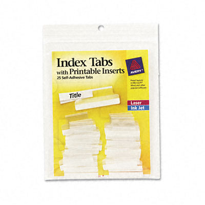 16221 Self-adhesive Tabs With White Printable Inserts 1in Clear Tab 25 Pack