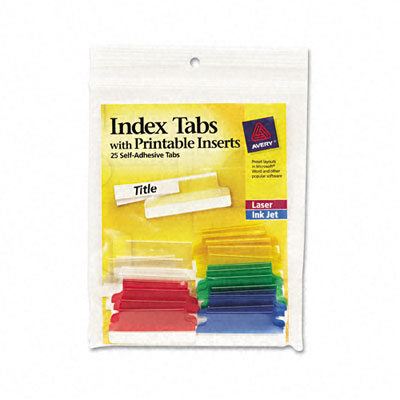 16228 Self-adhesive Tabs Printable Inserts 1-1/2in Assorted Tab We 25 Pack