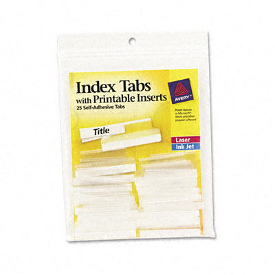 16230 Self-adhesive Tabs With Printable Inserts 1-1/2in Clear Tab White 25 Pack