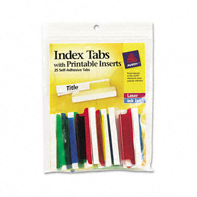 16239 Self-adhesive Tabs With White Printable Inserts 2in Assorted Tab 25 Pack