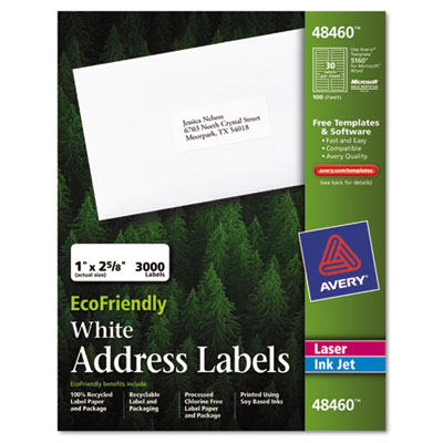 UPC 747432000016 product image for Eco-friendly Labels 1 x 2 5/8 White 3000 Pack - White - 1 x 2-5/8 | upcitemdb.com