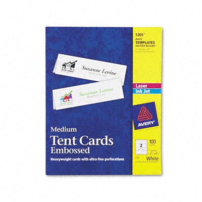 5305 Tent Cards White 2-1/2 X 8-1/2 2 Cards/sheet 100 Cards Per Box