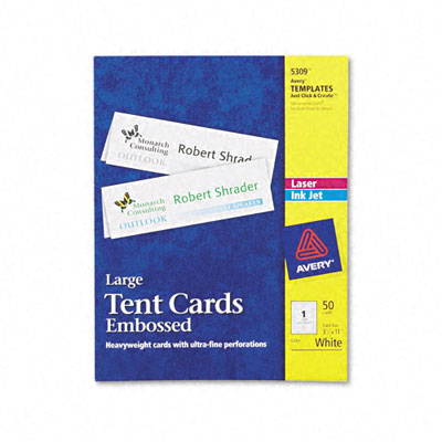 5309 Tent Cards White 3-1/2 X 11 1 Card/sheet 50 Cards Per Box
