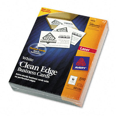 5870 Clean Edge Laser Business Cards White 2 X 3-1/2 10/sheet 2 000 Cards Per Box