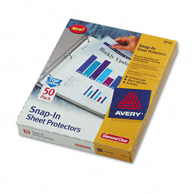 Avery 78706 Special-Use Snap-In Sheet Protectors  Letter  Diamond Clear  50/box