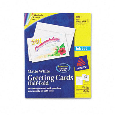 Avery 8316 InkjetCompatible Greeting Cards with Envelopes 51/2 x 81/2 30 per Box