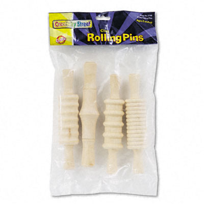 Chenille Kraft 3748 Wood Rolling Pin Set for Clay 4 Different Patterns