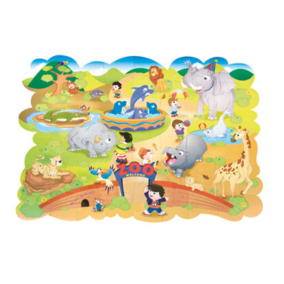Chenille Kraft 95177 Giant Zoo Animals Floor Puzzle Cardboard 54 Pieces 4 ft. x 3 ft.