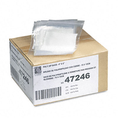 C-line 47246 Recloseable Small Parts Bags Poly 4 X 6 Clear With White Id Panel 1000/carton