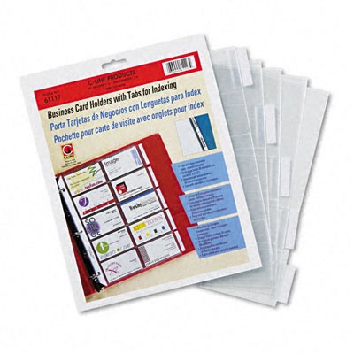 C-line 61117 Tabbed Business Card Binder Pages 20 2 X 3-1/2 Cards Per Page Clear 5 Pages