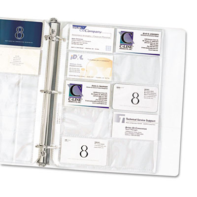 C-line 61217 Business Card Binder Pages 20 3-1/2 Cards Per Page Clear 10 Pages Per Pack