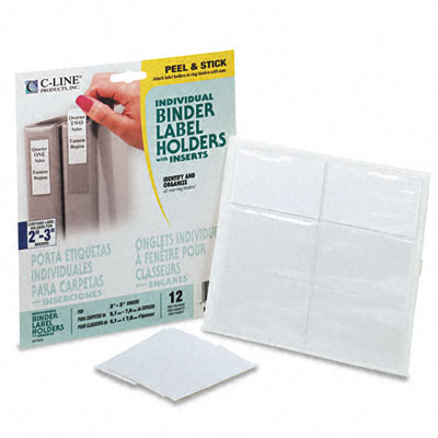 C-Line 70025 Self-Adhesive Ring Binder Labels for 2 to 3 Binders 1 3/4 x 3 1/4 Clear 12