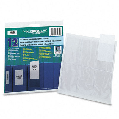C-Line 70035 Self-Adhesive Ring Binder Labels for 4 to 5 Binders 2 1/4 x 3 Clear 12 Pack