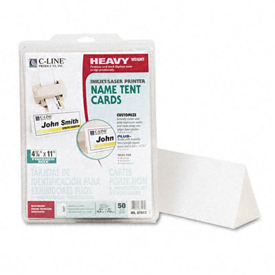 C-line 87517 Tent Cards White 4-1/4 X 11 1 Card/sheet 50 Cards Per Box