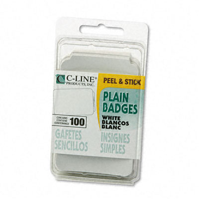 CLine 92277 SelfAdhesive Name Badges PlainStyle 2 x 3 1/2 White 100 Per Box