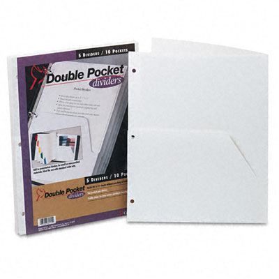 60155 Untabbed Ring Binder Double Pocket Dividers Letter White Five Per Pack