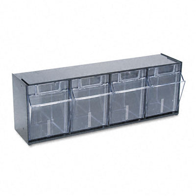 Deflect-o 20404op Tilt Bin Plastic Storage System With Four Bins 23-5/8 X 6-5/8 X 8-1/8 Black