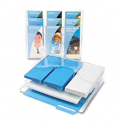 Three-tier Document Organizer With Dividers Display Rack Clear